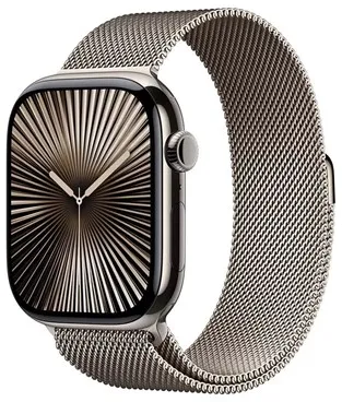 Apple Watch Series 10 GPS + Cellular 46mm - Caixa de Titânio Natural com Pulseira Milanese Natural - P/M